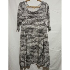 Truth + Style Dress Snakeskin Print 3/4 Sleeve Casual Midi SP‎